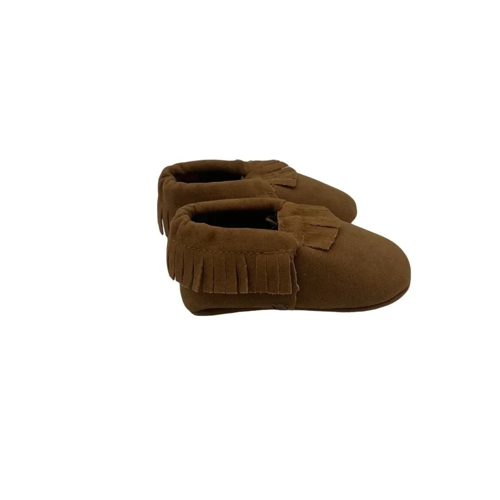 Infant Shoes Size 2 Brown Fringe 3-12 months Unbranded Faux Leather NEW